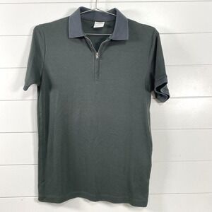Selected Homme Polo Shirt Mens Medium Green Quarter Zip Short Sleeve 1425185